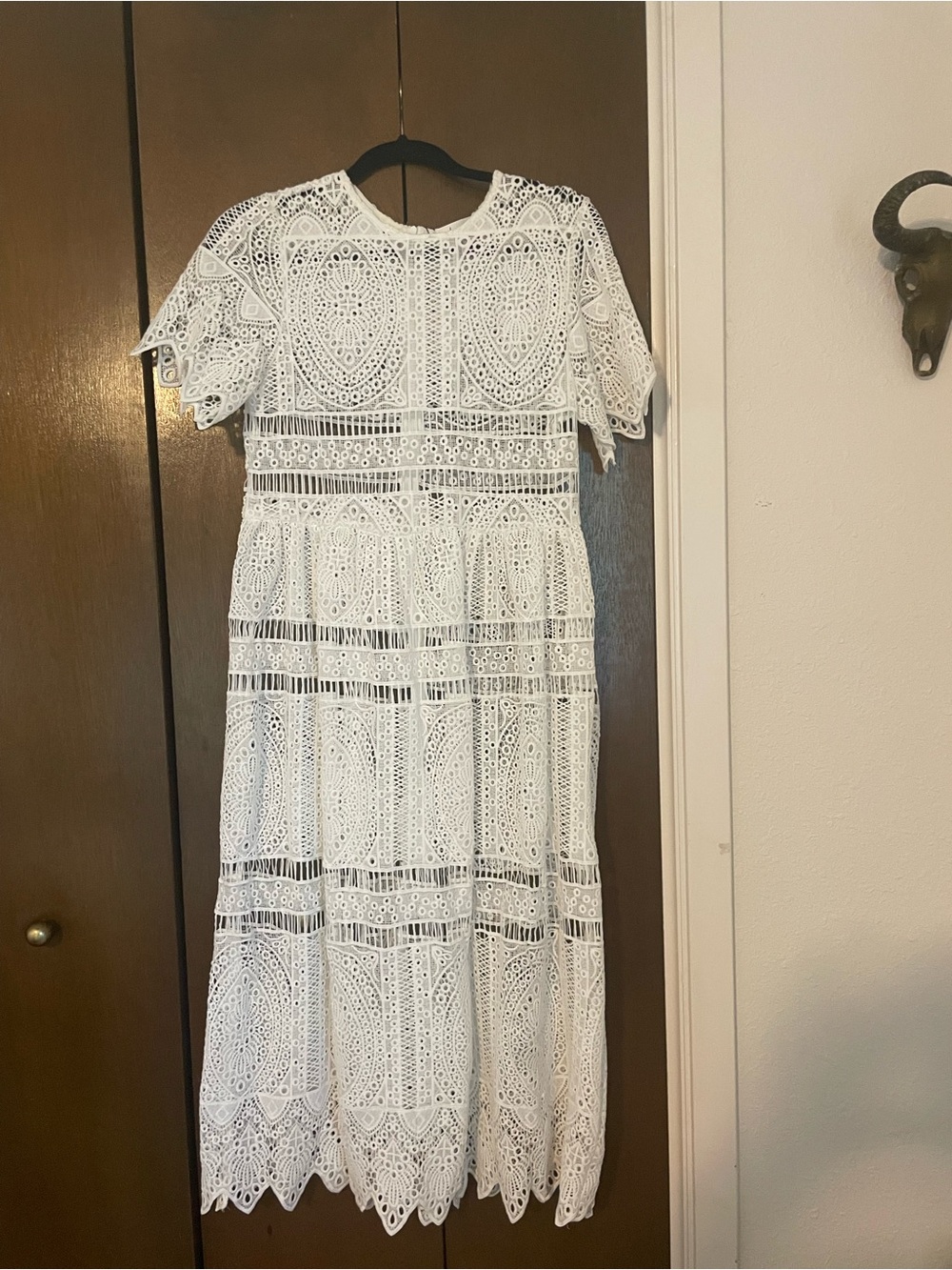 Chicwish White Crochet Lace Midi Dress